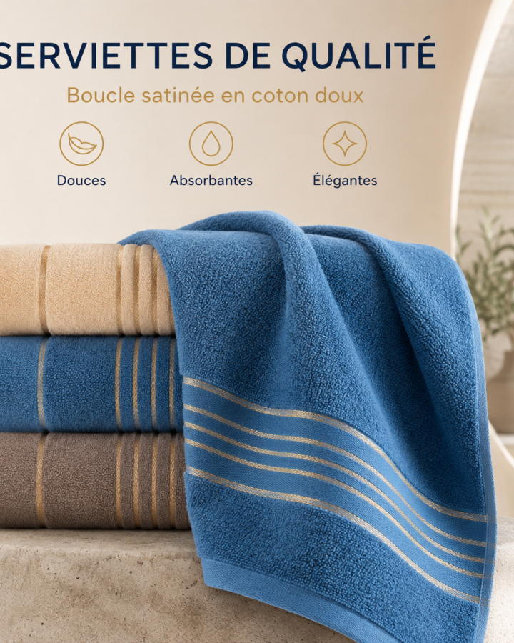 Serviette Coton Boucle Satinée G.moods | Bain & Hôtel 300-499 Gram