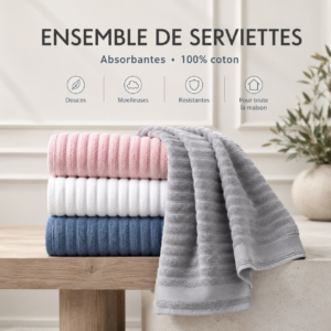 Ensemble Serviettes en Coton 100% Sipulan – Doux & Absorbant