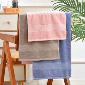 Serviette de toilette en coton à bande gaufrée – 35 × 75 cm