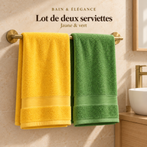 Pack Serviettes de bain et de toilette en pur coton  trait horizontal  25x75 cm