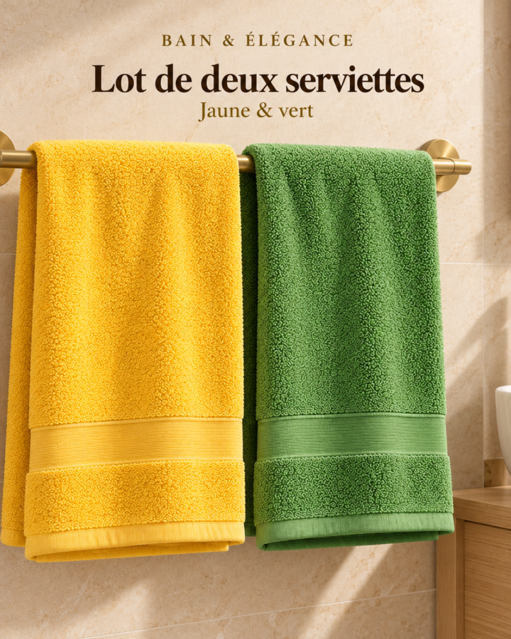 Pack Serviettes de bain et de toilette en pur coton  trait horizontal  25x75 cm